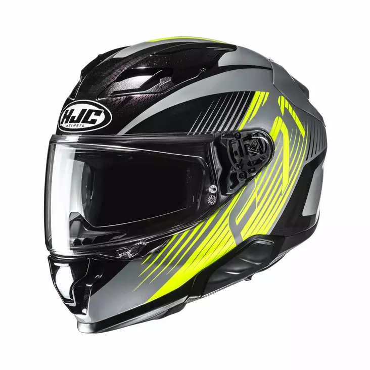 HJC Kypärä F71 Catos Musta/Harmaa/Fluo Keltainen MC3H XL - Duell ajovarusteet - 55173 - 1
