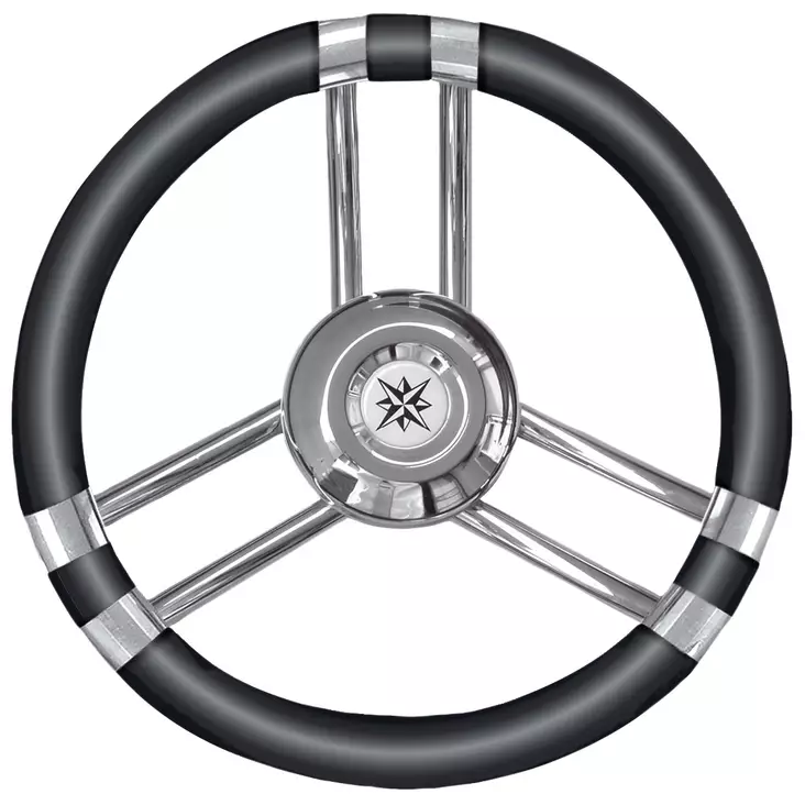 Osculati Steer.wheel C SS/black 350mm - Duell venetarvikkeet - 4703 - 1