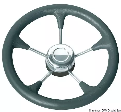 Polyurethane steer. wheel SS spokes Ø 280 mm black - Duell venetarvikkeet - 5083 - 1