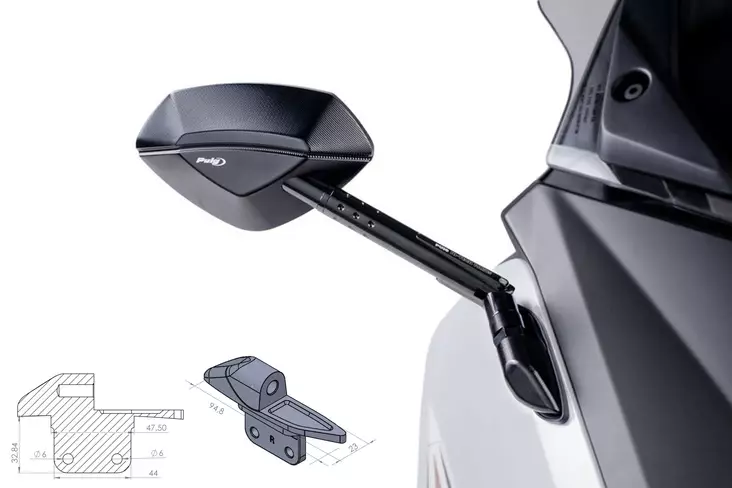 Puig Adapter Right Side For Fairing Tmax 12'-13' - Duell MP varaosat ja tarvikkeet - 91033 - 1