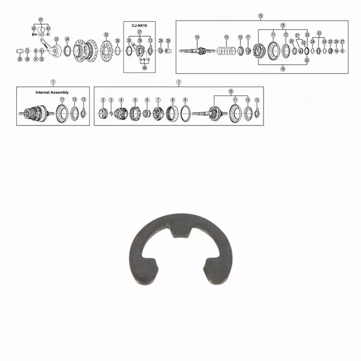 SHIMANO NEXUS 3-V JA 7-V ( SG-3C40/41 JA SG-7C25/30)varmistinrengas D:9mm - Duell polkupyörien varaosat ja tarvikkeet - 53053 - 1