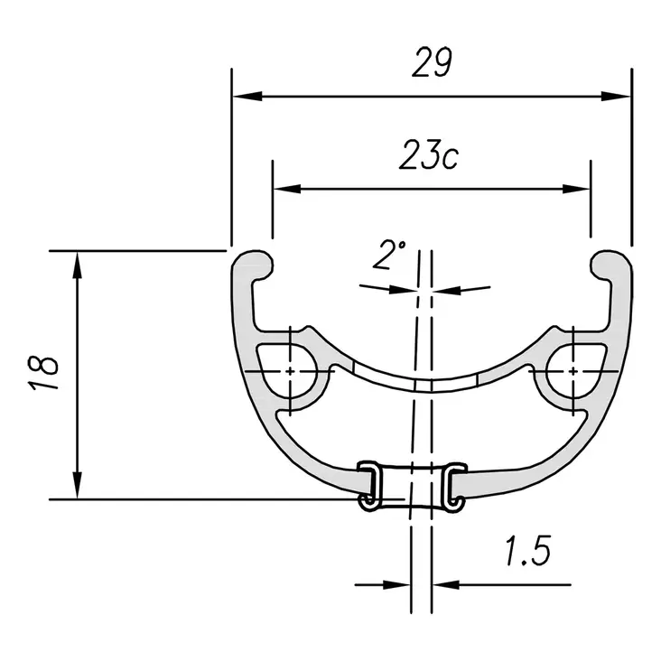 Vanne MACH 1 29" 23-622. KLIXX Disc. 32r. holkitettu. musta. Tubeless Ready - Duell polkupyörien varaosat ja tarvikkeet - 57313 - 1