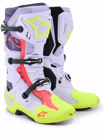 Alpinestars Ajosaapas Vented Tech 10 Lila/Fluo Keltainen/Pinkki, 43 - Duell ajovarusteet - 39483 - 1