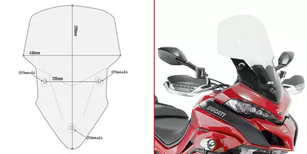 Givi Spoileripleksi kirkas 59 x 43 cm (k x l) Multistrada 1200 (15) - Duell MP varaosat ja tarvikkeet - 100273 - 1
