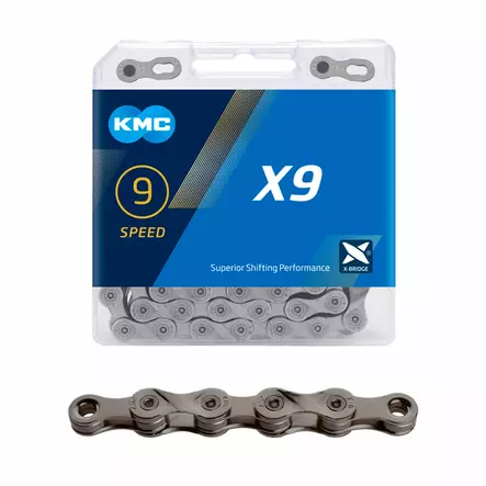 Ketju 9-v KMC X9 Grey 1/2 x 11/128" 114L - Duell polkupyörien varaosat ja tarvikkeet - 8773 - 1