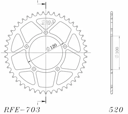 Supersprox / JT Teräs takaratas 703.44 - Duell MP varaosat ja tarvikkeet - 119763 - 1