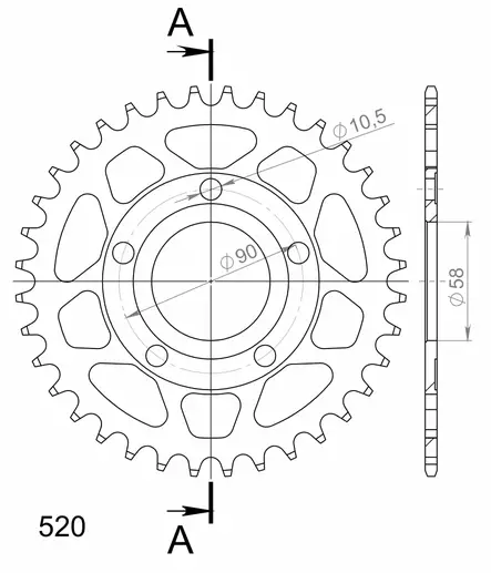 Supersprox Teräs takaratas 604.38 - Duell MP varaosat ja tarvikkeet - 119293 - 1