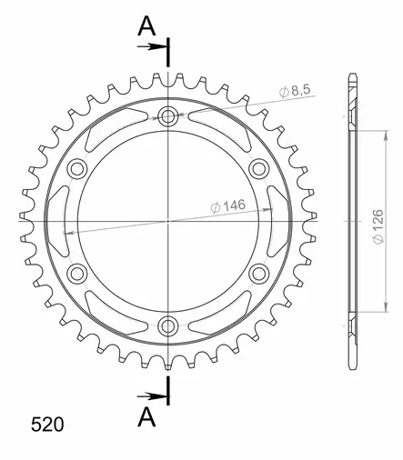 Supersprox Teräs takaratas SU RM125/250/450 Musta 40 - Duell MP varaosat ja tarvikkeet - 119863 - 1