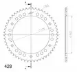 Supersprox Alu TakaratasYA WR125 Punainen 53 - Duell MP varaosat ja tarvikkeet - 118493 - 1