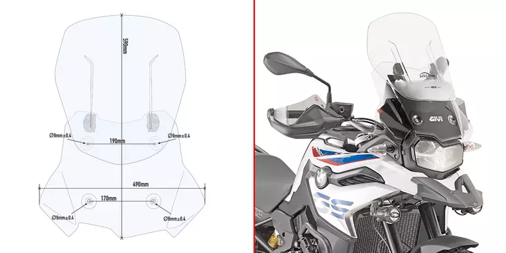 GIVI Airflow sliding windscreen BMW F850GS 2018- - Duell MP varaosat ja tarvikkeet - 100294 - 1