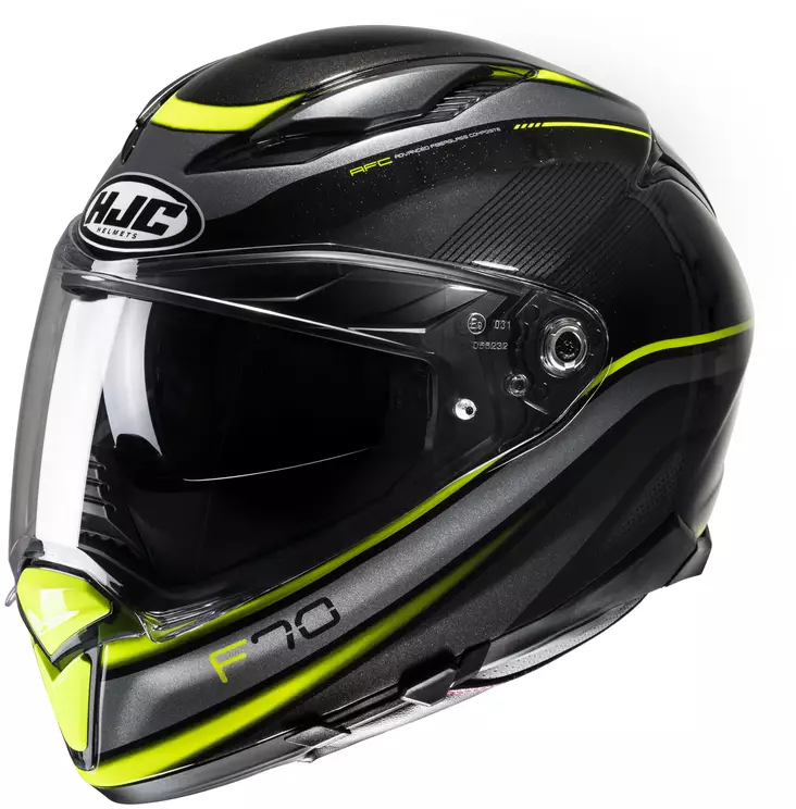 HJC Kypärä F70 Diwen Musta/Fluo Keltainen MC3H XS 54-55cm - Duell ajovarusteet - 56804 - 1