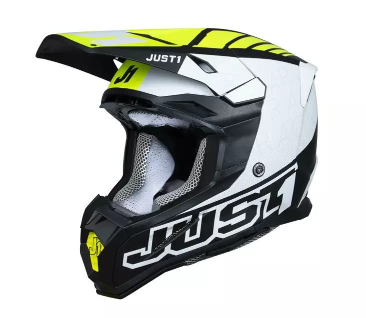 Just1 Kypärä J-22 F Dynamo Fluo Keltainen/Valkoinen/Musta, M - Duell ajovarusteet - 58584 - 1
