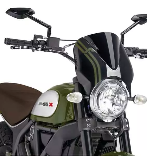 Puig Windshield Retrovision Scrambler 15-17 Black/Bl - Duell MP varaosat ja tarvikkeet - 91134 - 1