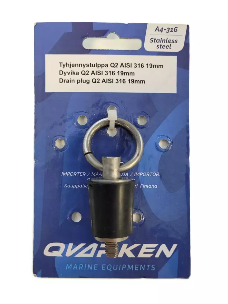 Qvarken Tyhjennystulppa Q2 AISI 316 16mm - Duell venetarvikkeet - 135934 - 1