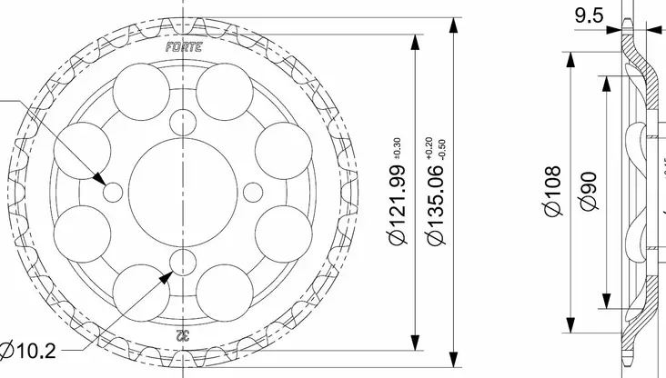 Tec-X Takaratas 32 hammasta (415) Solifer SM 71-80 - Maillard - Duell mopojen varaosat ja tarvikkeet - 118234 - 1
