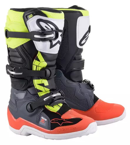 Alpinestars Ajosaapas Tech 7s Nuorten Harmaa/Punainen/Kelt Fluo, 39 (6) - Duell ajovarusteet - 38884 - 1