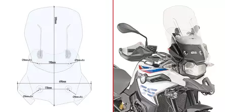 GIVI Airflow sliding windscreen BMW F850GS 2018- - Duell MP varaosat ja tarvikkeet - 100294 - 1