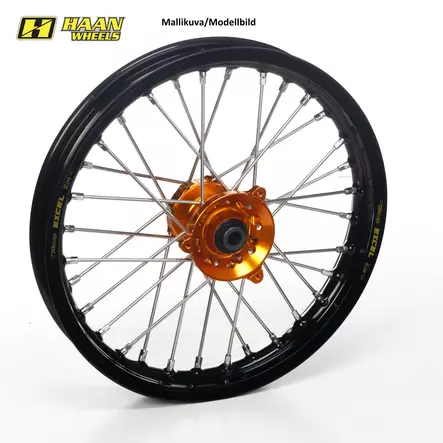 Haan wheel SX50 FRONT 24-.. 14-1,60 BLACK RIM/ORANGE HUB - Duell MP varaosat ja tarvikkeet - 64004 - 1