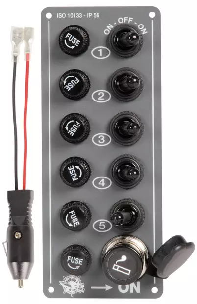 Katkaisijapaneeli 5 kytkintä + 12V - Duell venetarvikkeet - 6224 - 1