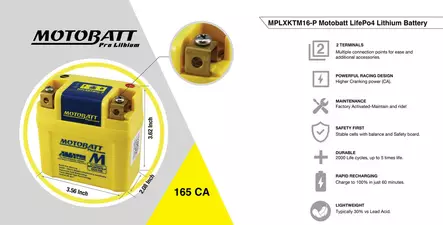 Motobatt Lithium akku MPLXKTM16-P (C22S) - Duell muut varaosat ja tarvikkeet - 131224 - 1