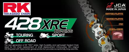 RK 428XRE XW-rengasketju +CL (jousil.) - Duell MP varaosat ja tarvikkeet - 117574 - 1