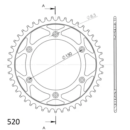 Supersprox Teräs takaratas KTM/Husqv./Husab. Musta 45 - Duell MP varaosat ja tarvikkeet - 118664 - 1