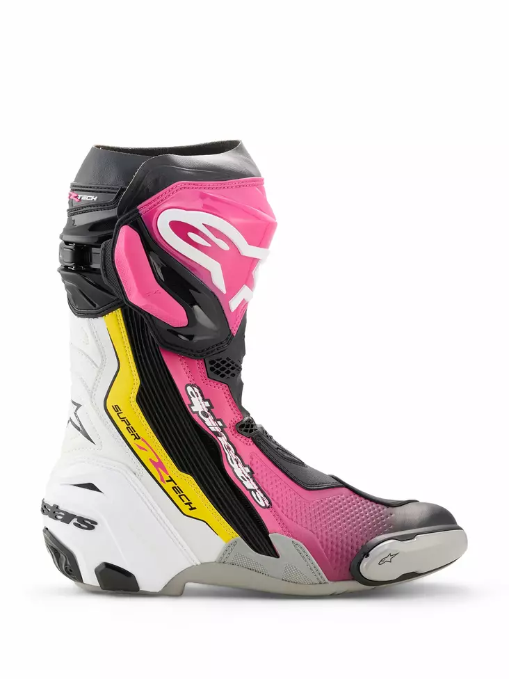 Alpinestars Ajosaapas Supertech R v2 Musta/Pinkki/Valkoinen/Keltainen, 44 - Duell ajovarusteet - 38435 - 1