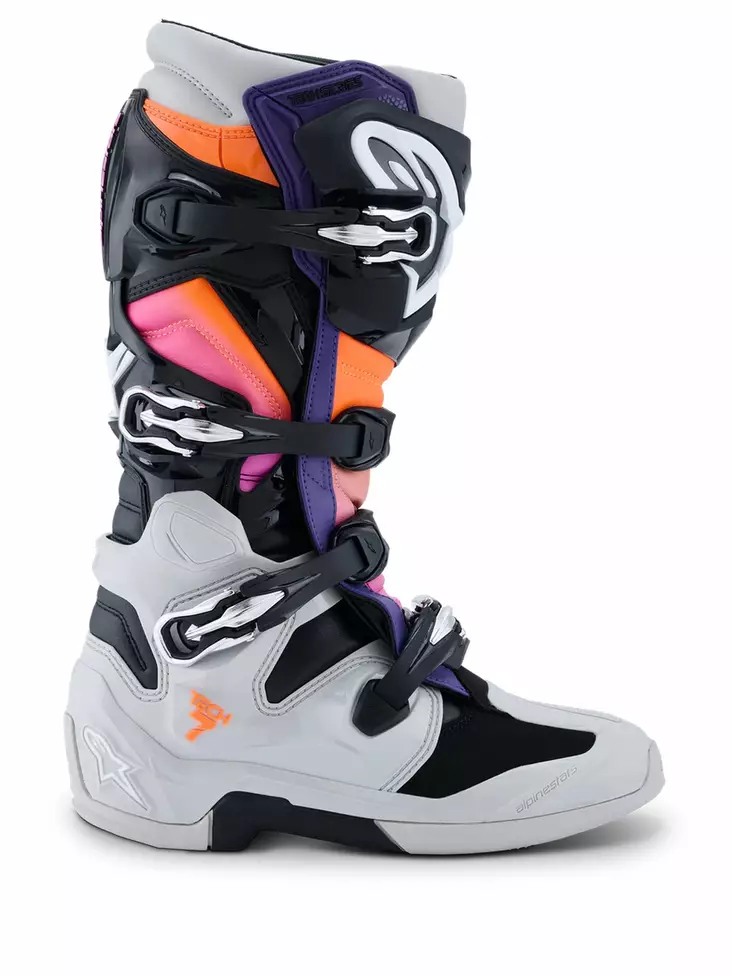 Alpinestars Ajosaapas Tech 7 Musta/Oranssi/Fluo Magenta, 43 (9) - Duell ajovarusteet - 39025 - 1