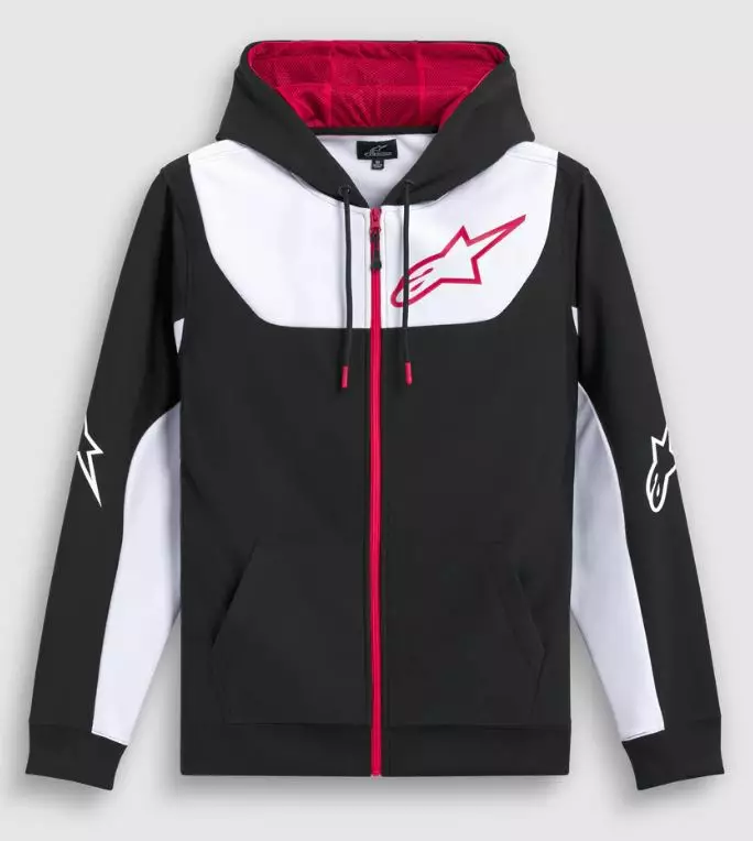 Alpinestars Fleece Session v3 Hoodie Black/White/Red, L - Duell ajovarusteet - 35855 - 1