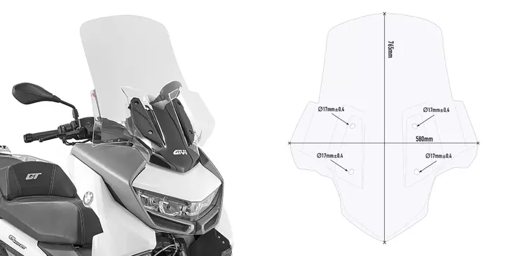 GIVI KIT SPOILER BMW C400GT - Duell MP varaosat ja tarvikkeet - 100945 - 1
