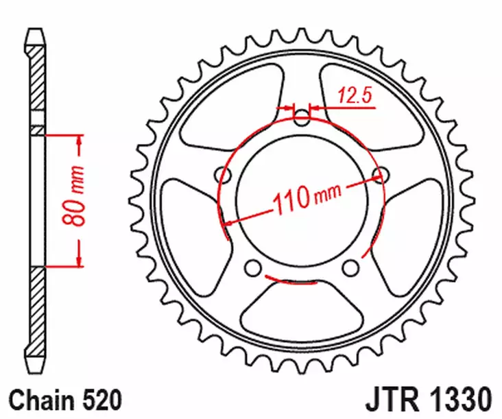 JT Takaratas ZBK - Musta Zinc JTR1330.45ZBK - Duell MP varaosat ja tarvikkeet - 117745 - 1
