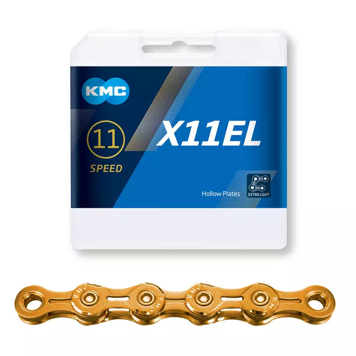 Ketju 11-v KMC X11EL Ti-N Gold 1/2 x 11/128" 118L - Duell polkupyörien varaosat ja tarvikkeet - 9045 - 1