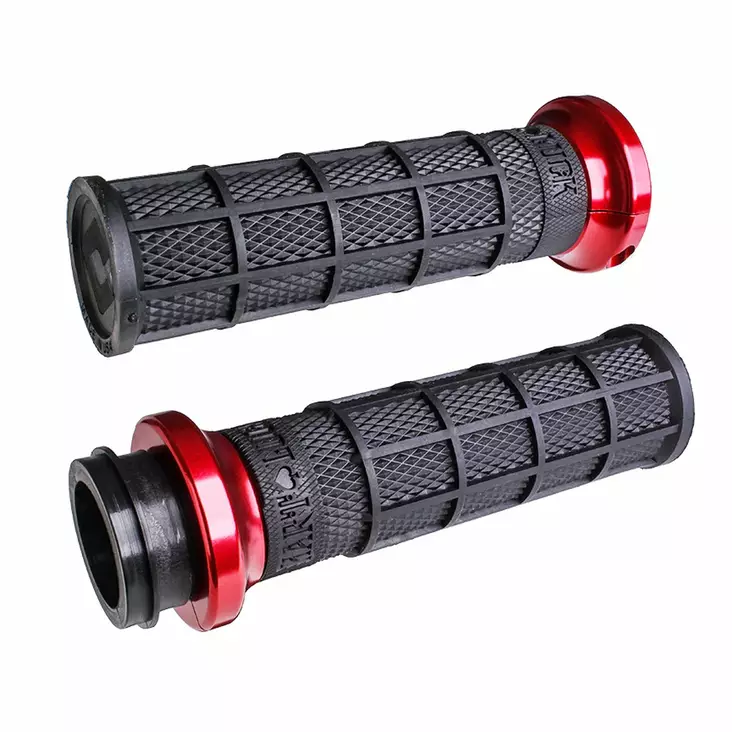 ODI Street V-TWIN Lock-On HART-LUCK Full-Waffle BLACK/Black/red - Duell MP varaosat ja tarvikkeet - 53125 - 1