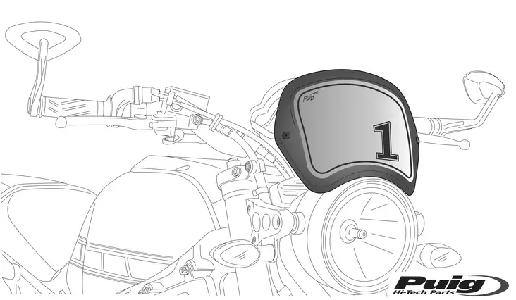 Puig Supports Front Plate Retro Univ. C/Black - Duell MP varaosat ja tarvikkeet - 89595 - 1