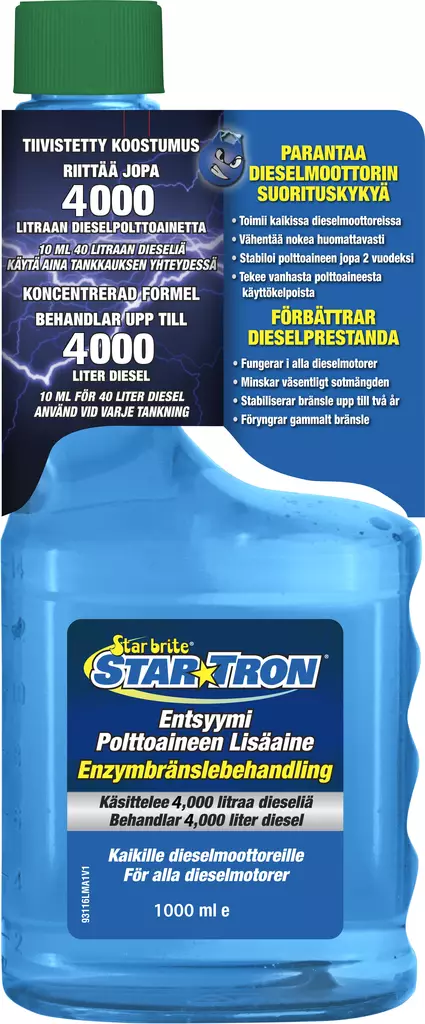 StarTron Dieselin lisäaine 1000 ml riittoisuus 4000 litr. - Duell venetarvikkeet - 132165 - 1
