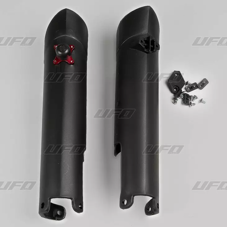 UFO Starttinappi/Etuhaarukan suojat KTM125-450 SX/SXF 07-14 Musta 001 - Duell MP varaosat ja tarvikkeet - 48205 - 1
