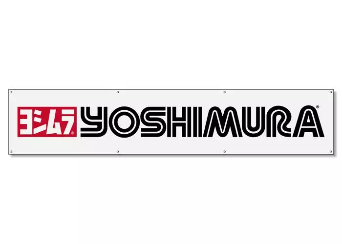Yoshimura Banner Logo White 2 ft x 10 ft - Duell MP varaosat ja tarvikkeet - 112355 - 1
