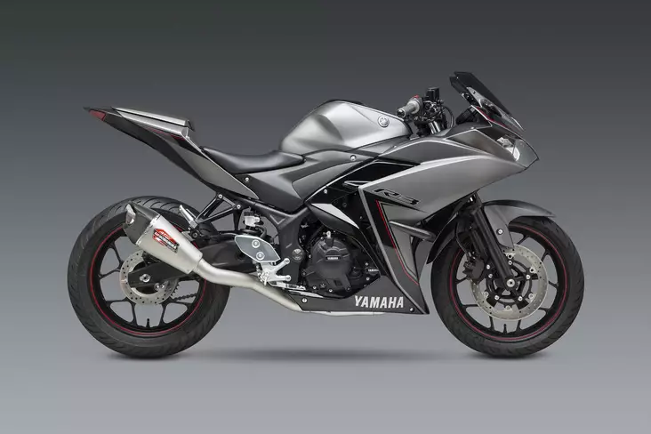 Yoshimura YZF-R3 15-21 Race AT2 Stainless Full Exhaust, w/ Stainless Muffler - Duell MP varaosat ja tarvikkeet - 113355 - 1