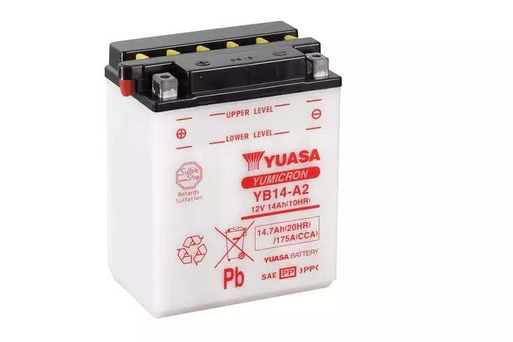 Yuasa akku YB14-A2 (cp) Happopatruuna mukana (4) - Duell muut varaosat ja tarvikkeet - 131255 - 1