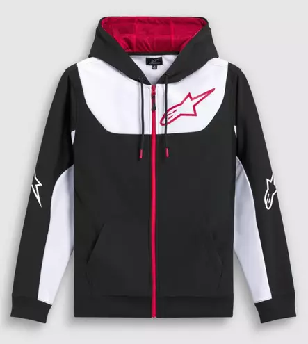 Alpinestars Fleece Session v3 Hoodie Black/White/Red, L - Duell ajovarusteet - 35855 - 1