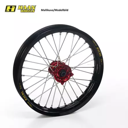 Haan wheel KTM SX/SX-F 15-.. MC/F EC/F 21-.. 21-1,60 RED HUB/BLACK RIM+NIP+SPOK - Duell MP varaosat ja tarvikkeet - 64015 - 1