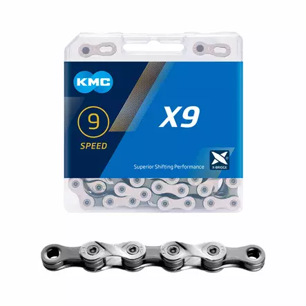 Ketju 9-v KMC X9 Silver/Grey 1/2 x 11/128" 114L - Duell polkupyörien varaosat ja tarvikkeet - 8135 - 1