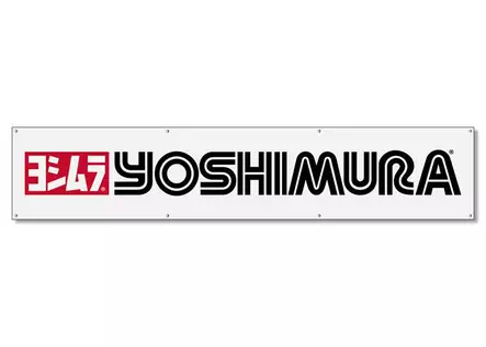 Yoshimura Banner Logo White 2 ft x 10 ft - Duell MP varaosat ja tarvikkeet - 112355 - 1