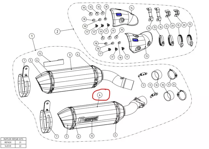 Akrapovic Äänenvaimennin Aivan CA Z1000 2014-2020 - Duell MP varaosat ja tarvikkeet - 67636 - 1