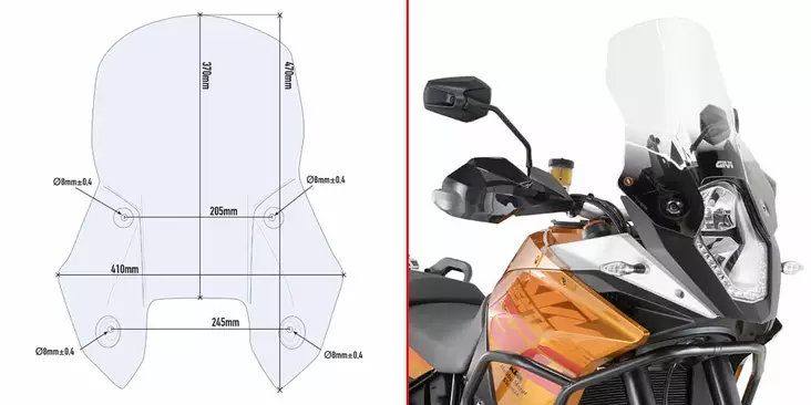 Givi Specific screen transparent 37 x 41 cm 1190 Adventure / Adventure R (13) - Duell MP varaosat ja tarvikkeet - 100246 - 1