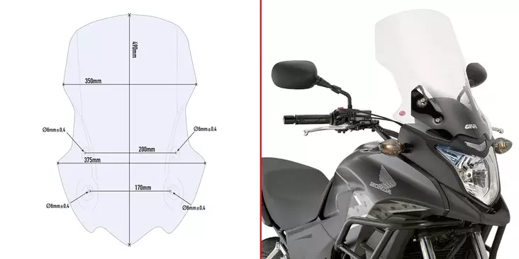 Givi Specific screen transparent 49 x 35 cm CB 500 X (13) - Duell MP varaosat ja tarvikkeet - 100566 - 1