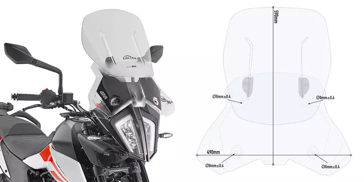 GIVI WINDSCREEN KTM 390/790 ADVENTURE - Duell MP varaosat ja tarvikkeet - 100616 - 1