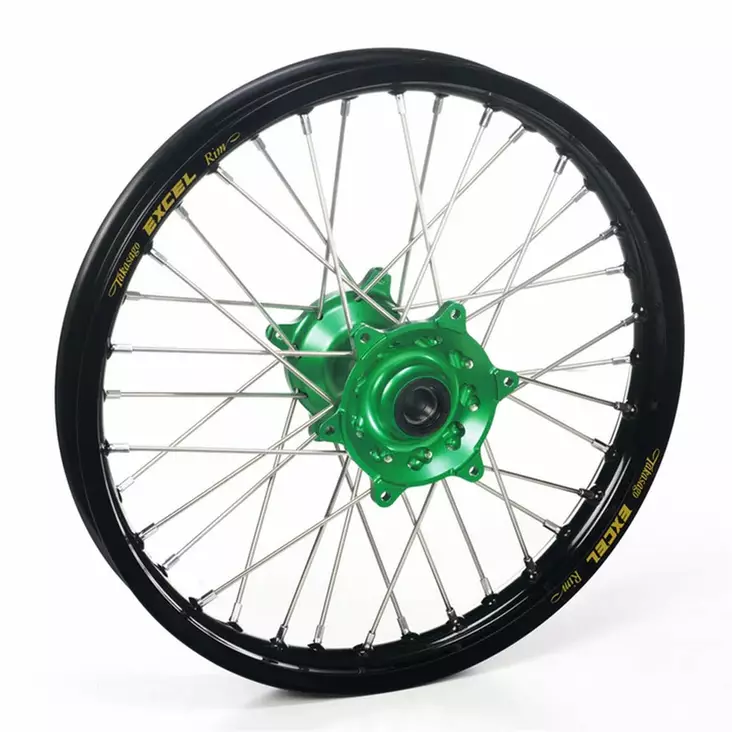 Haan Wheels Rear KX+F 03-.. 19-2,15 Black Rim - Green Hub - Duell MP varaosat ja tarvikkeet - 64026 - 1