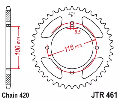 JT Takaratas Alumiini 7075 T6 Musta JTA461.50BLK - Duell MP varaosat ja tarvikkeet - 118946 - 1
