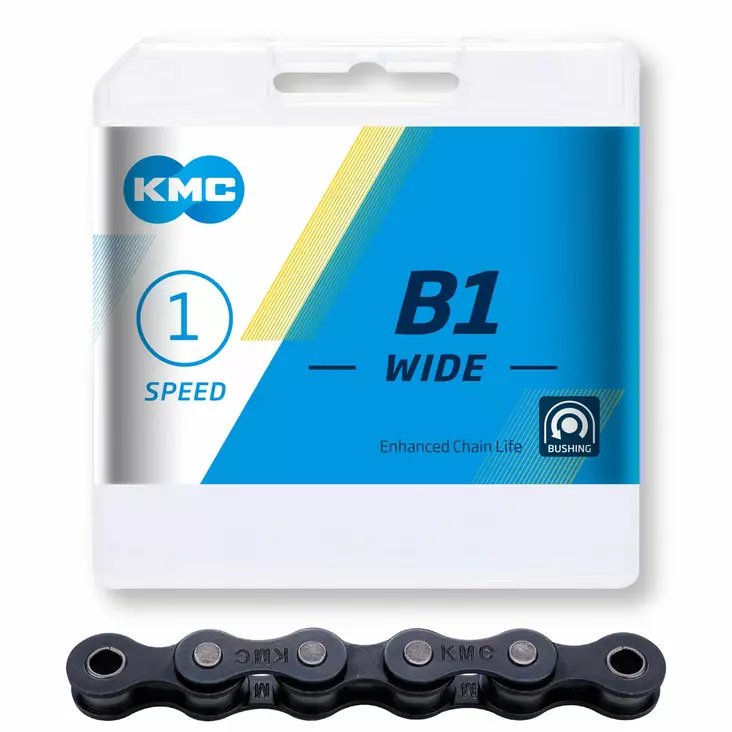 Ketju 1-v KMC B1 Wide Black 1/2 x 1/8" 112L - Duell polkupyörien varaosat ja tarvikkeet - 8406 - 1